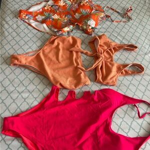 Vibrant Swimsuit Set - Orange and Pink